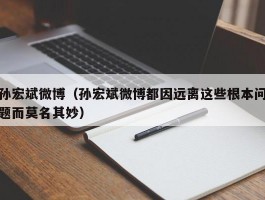 孙宏斌微博（孙宏斌微博都因远离这些根本问题而莫名其妙）