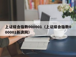 上证综合指数000001（上证综合指数000001新浪网）